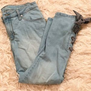 Maison Jules gingham lace up ankle jeans